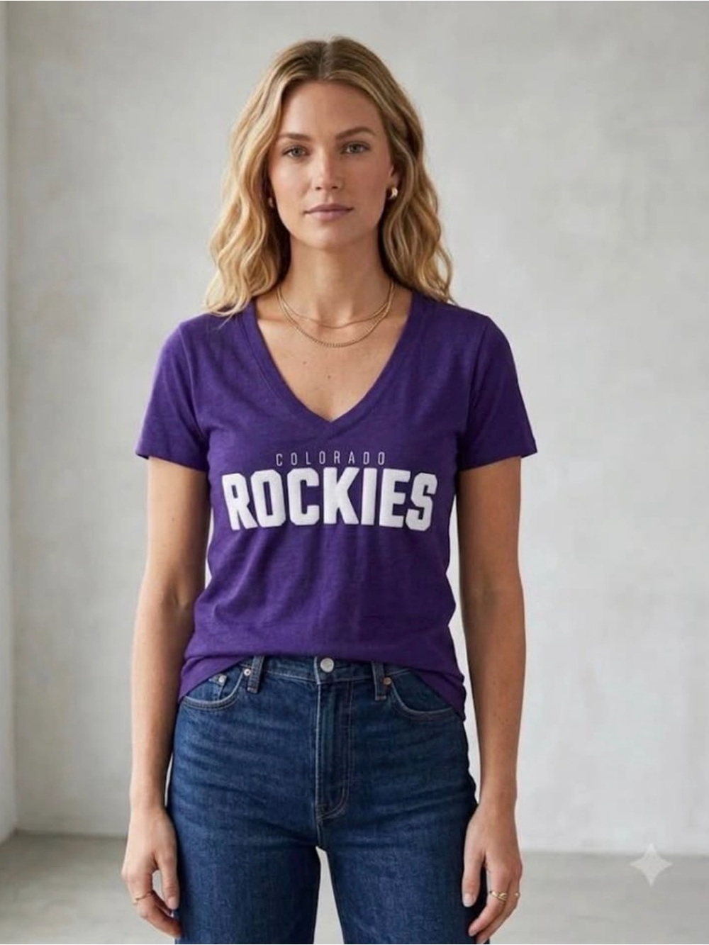 PINK Victoria's Secret Purple Colorado Rockies V-Neck Tee